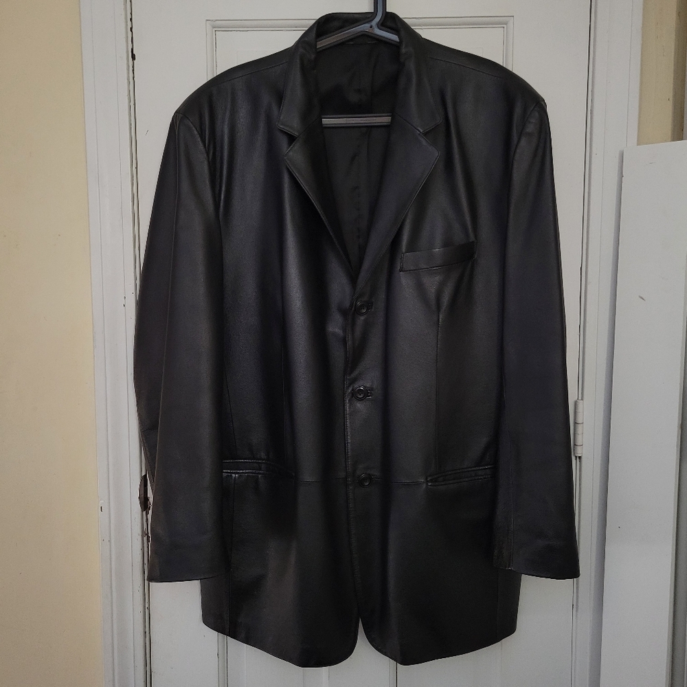 J Ferrar Black Leather Blazer Jacket